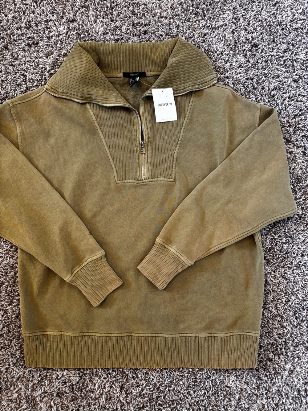 Forever 21 women’s Olive Quarter-Zip Pullover Sweater